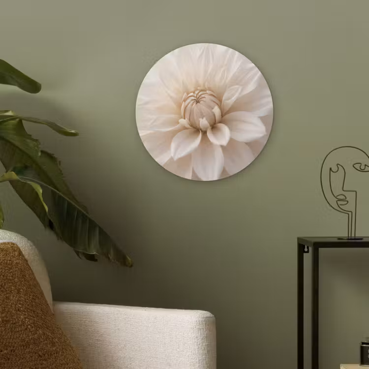 Bloem - Dahlia - Wit Akoestische PET Vilt - Rond klein -sfeer2