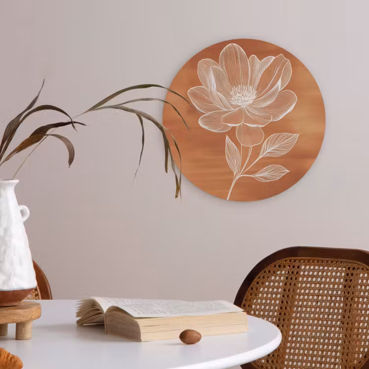 Bloem - Minimalistisch - Wit Akoestische PET Vilt - Rond klein -sfeer3