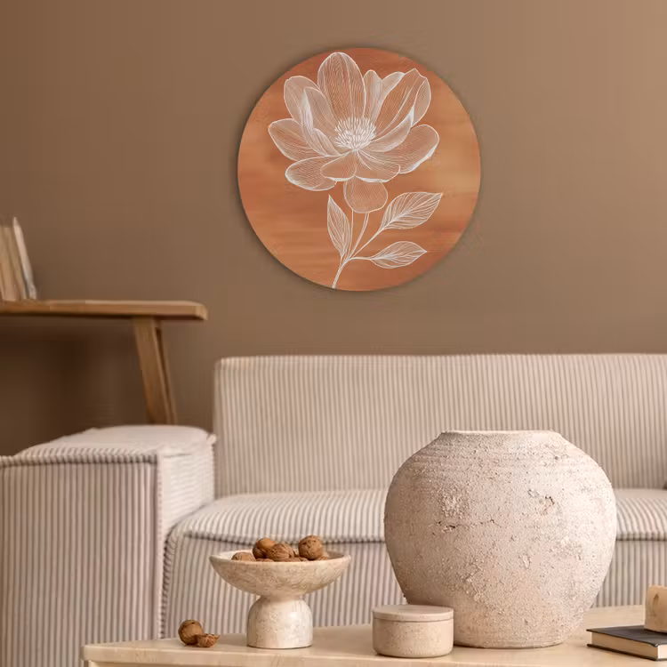 Bloem - Minimalistisch - Wit Akoestische PET Vilt - Rond klein -sfeer1