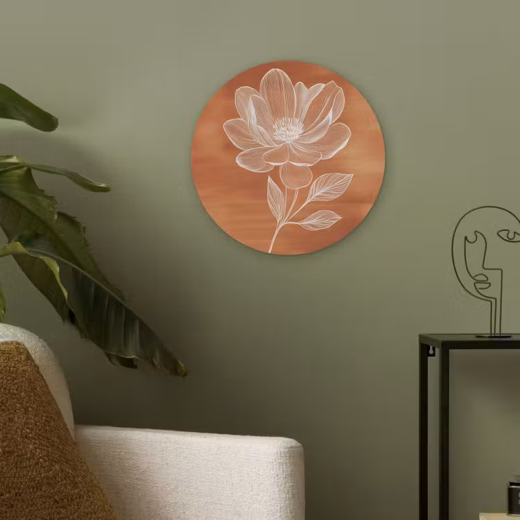 Bloem - Minimalistisch - Wit Akoestische PET Vilt - Rond klein -sfeer2