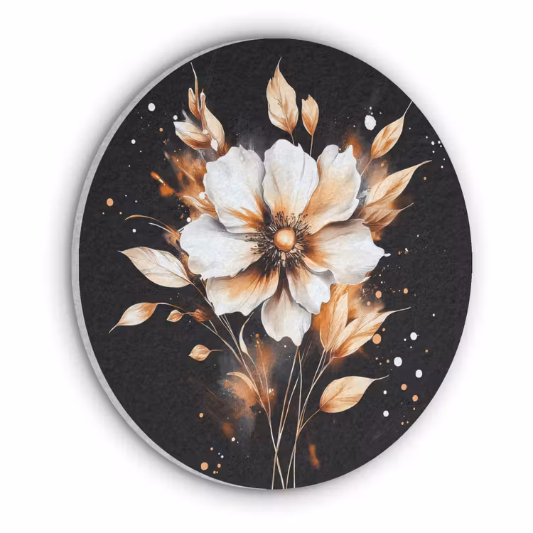 Bloem - Verf - Goud - Graffiti - Modern Akoestische PET Vilt - Rond klein -3d