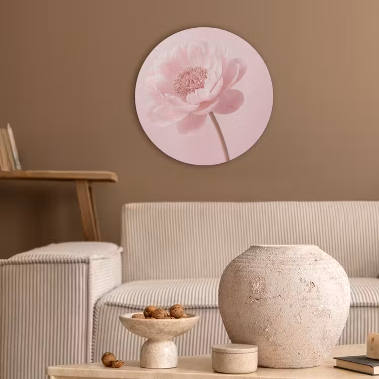 Bloem - Pioenroos - Roze Akoestische PET Vilt - Rond klein -sfeer1