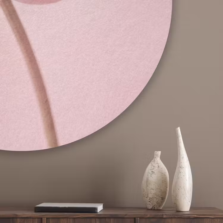Bloem - Pioenroos - Roze Akoestische PET Vilt - Rond klein -sfeer5_closeup