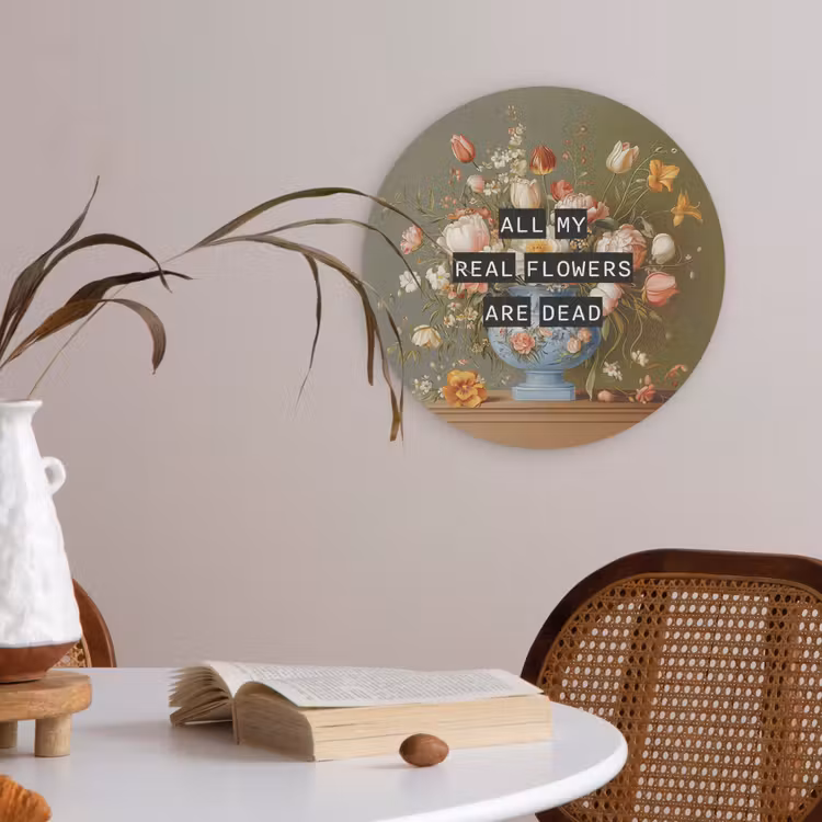 Bloem - Quote - Vintage - Art Akoestische PET Vilt - Rond klein -sfeer3