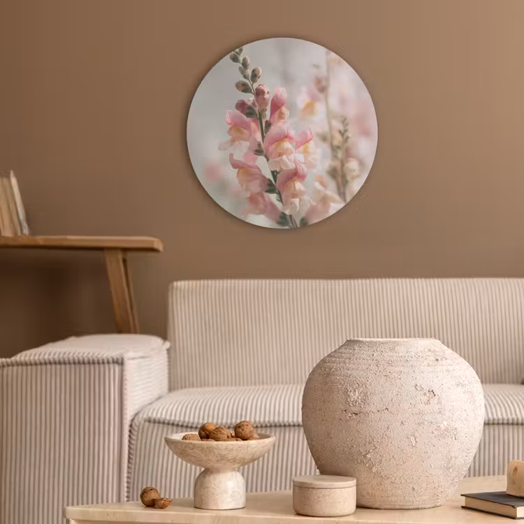 Bloem - Leeuwenbek - Roze - Stengel Akoestische PET Vilt - Rond klein -sfeer1