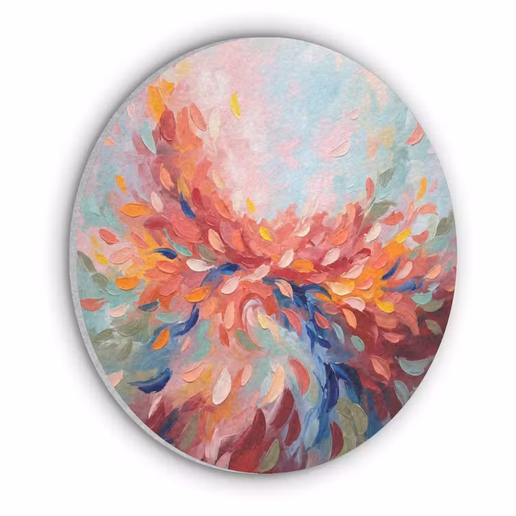 Bloemen - Abstract - Kunst - Modern Akoestische PET Vilt - Rond klein -3d