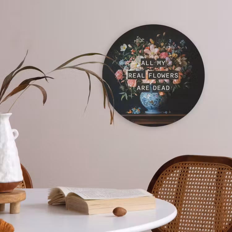 Bloemen - Art - Pastel - Quotes Akoestische PET Vilt - Rond klein -sfeer3