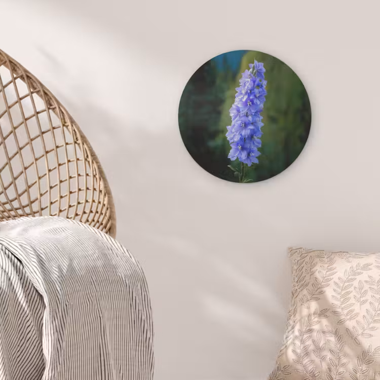Bloemen - Blauw - Dennenboom Akoestische PET Vilt - Rond klein -sfeer4