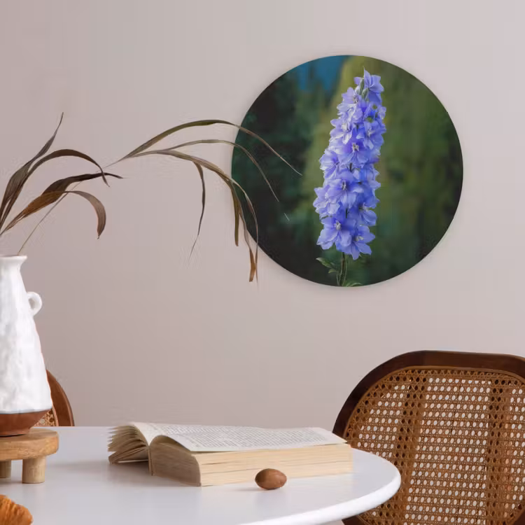 Bloemen - Blauw - Dennenboom Akoestische PET Vilt - Rond klein -sfeer3