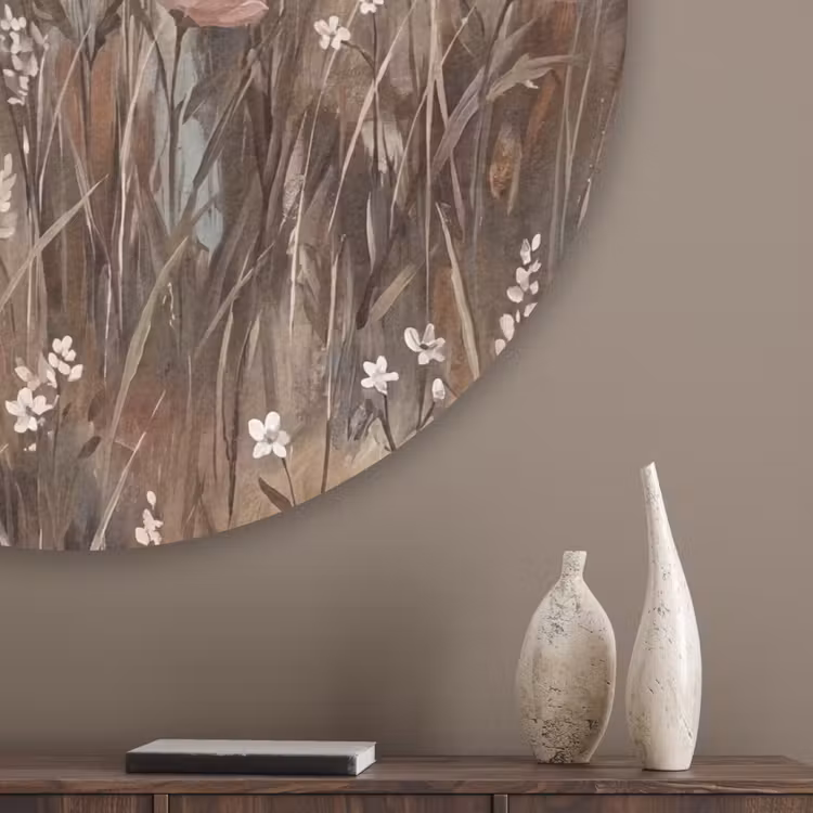Bloemen - Botanisch - Schilderij - Pastel - Rustiek Akoestische PET Vilt - Rond klein -sfeer5_closeup