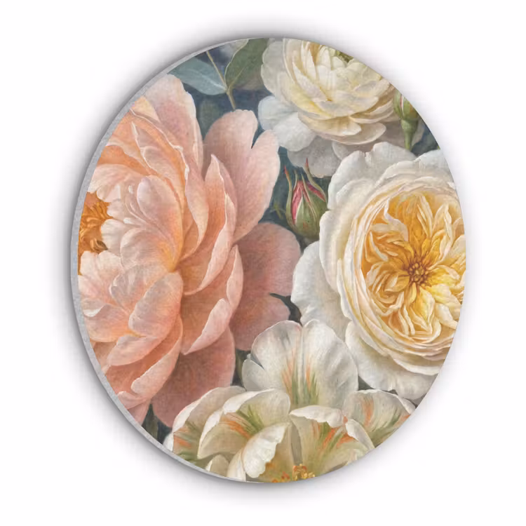 Bloemen - Boeket - Natuur - Klassiek - Kleurrijk Akoestische PET Vilt - Rond klein -3d