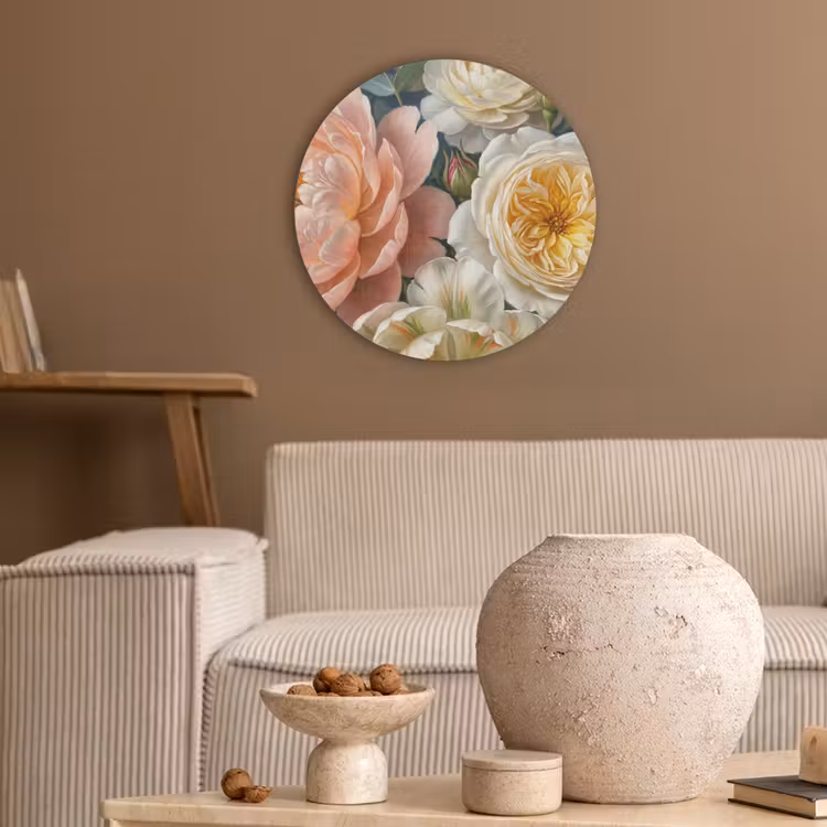 Bloemen - Boeket - Natuur - Klassiek - Kleurrijk Akoestische PET Vilt - Rond klein -sfeer1