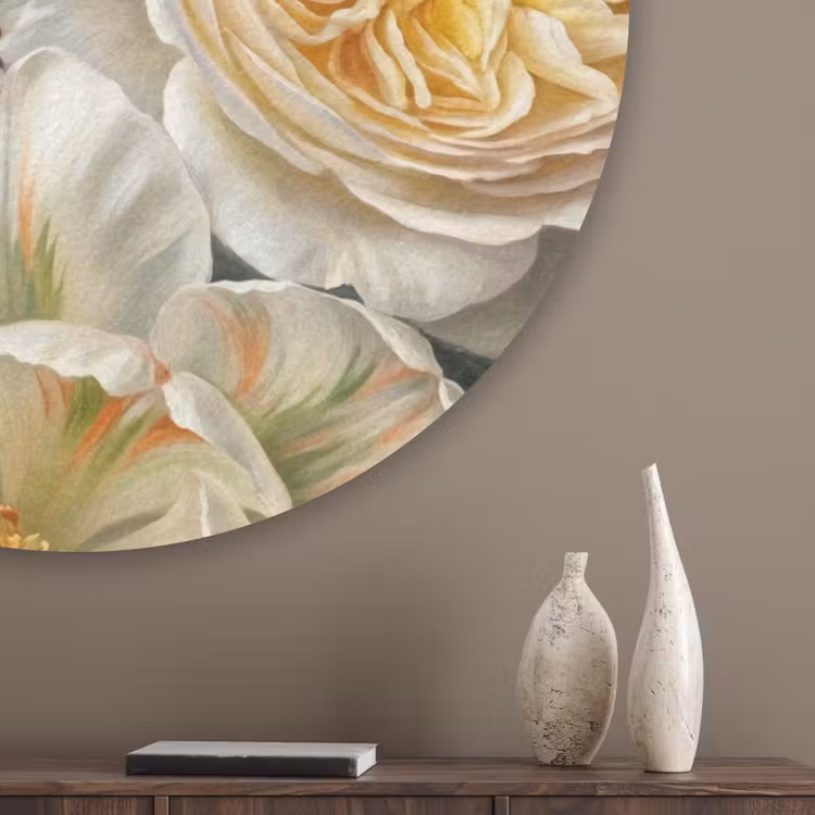 Bloemen - Boeket - Natuur - Klassiek - Kleurrijk Akoestische PET Vilt - Rond klein -sfeer5_closeup