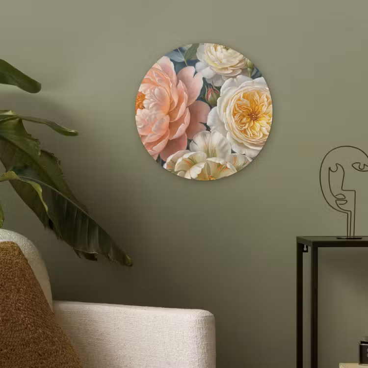 Bloemen - Boeket - Natuur - Klassiek - Kleurrijk Akoestische PET Vilt - Rond klein -sfeer2