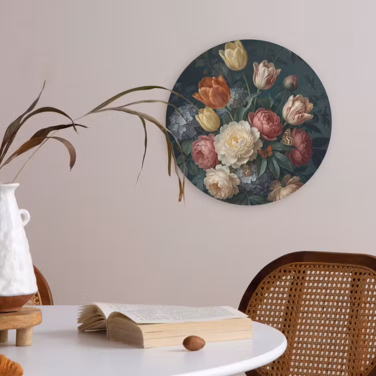 Bloemen - Boeket - Natuur - Klassiek - Donker Akoestische PET Vilt - Rond klein -sfeer3
