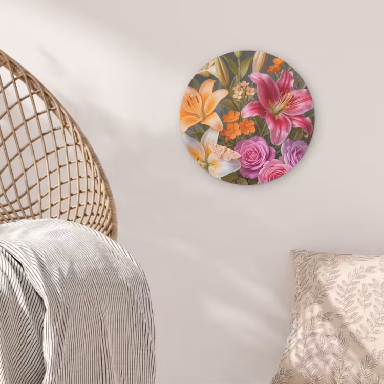 Bloemen - Boeket - Natuur - Kleurrijk - Modern Akoestische PET Vilt - Rond klein -sfeer4