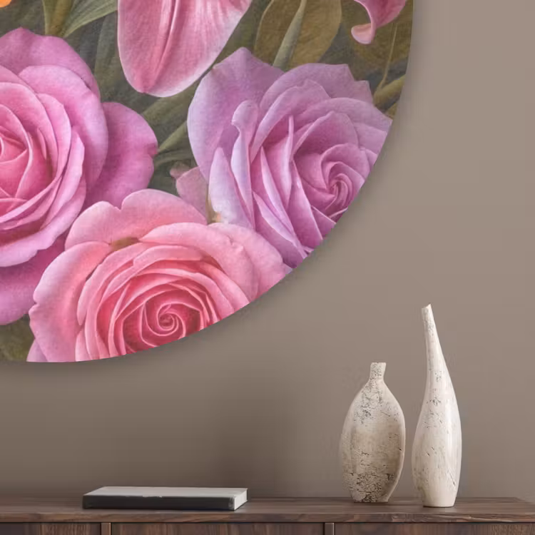 Bloemen - Boeket - Natuur - Kleurrijk - Modern Akoestische PET Vilt - Rond klein -sfeer5_closeup