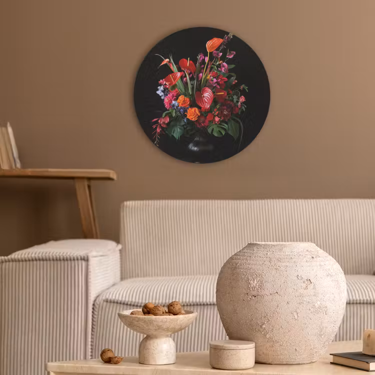Bloemen - Boeket - Sierlijk Akoestische PET Vilt - Rond klein -sfeer1