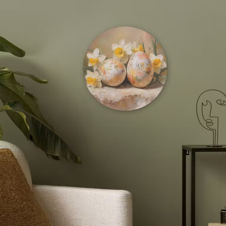 Bloemen - Eieren - Geschilderd Akoestische PET Vilt - Rond klein -sfeer2