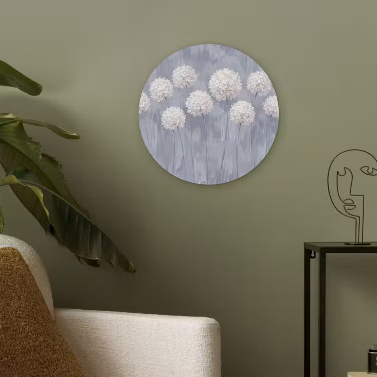 Bloemen - Illustratie - Blauw Akoestische PET Vilt - Rond klein -sfeer2
