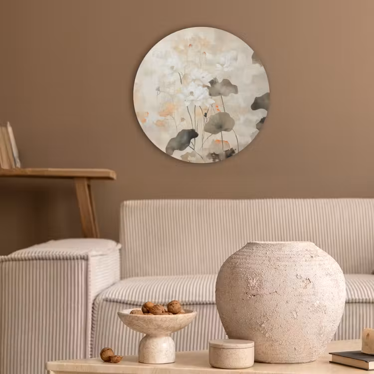 Bloemen - Japandi - Wabi sabi Akoestische PET Vilt - Rond klein -sfeer1
