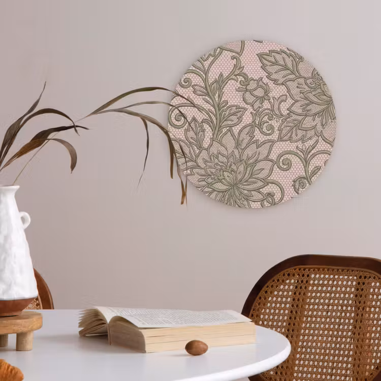 Bloemen - Kant - Patroon - Klassiek - Groen Akoestische PET Vilt - Rond klein -sfeer3