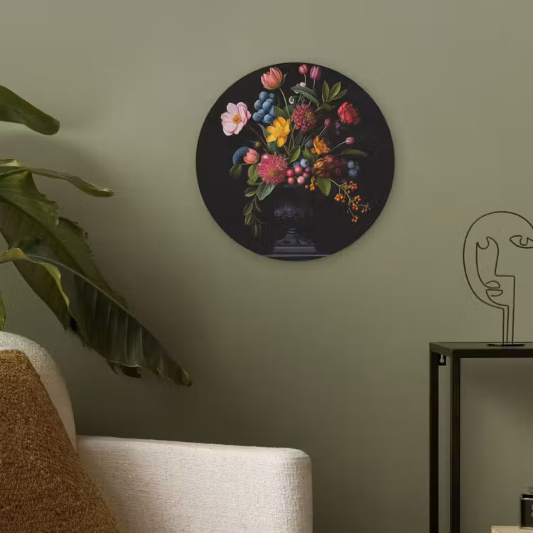 Bloemen - Vrolijk - Vaas Akoestische PET Vilt - Rond klein -sfeer2
