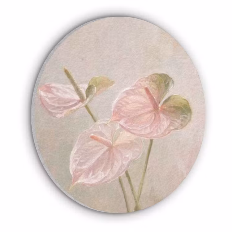Bloemen - Pastel - Abstract - Natuur - Groen Akoestische PET Vilt - Rond klein -3d