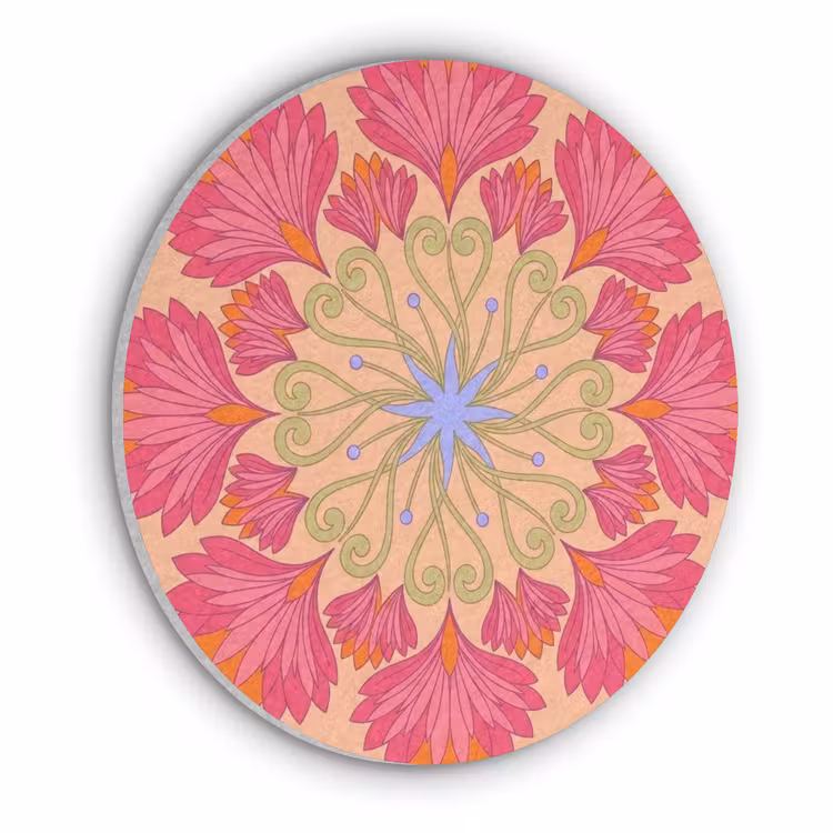 Bloemen - Patroon - Abstract - Roze - Decoratief Akoestische PET Vilt - Rond klein -3d