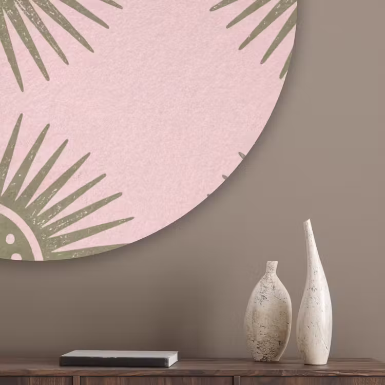 Bloemen - Patroon - Abstract - Roze - Groen Akoestische PET Vilt - Rond klein -sfeer5_closeup