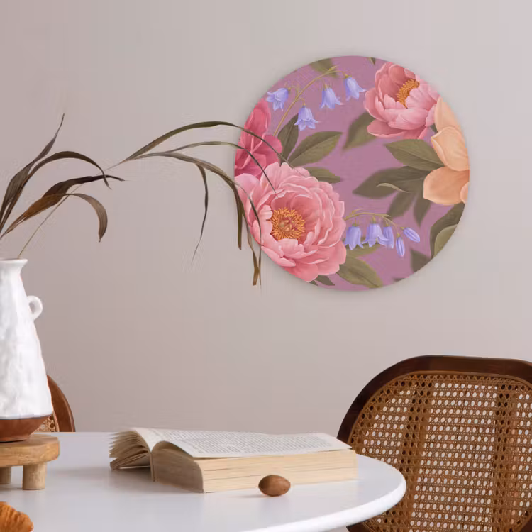 Bloemen - Patroon - Illustratie - Roze Akoestische PET Vilt - Rond klein -sfeer3