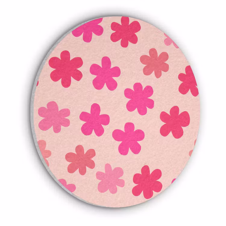 Bloemen - Patroon - Roze Akoestische PET Vilt - Rond klein -3d