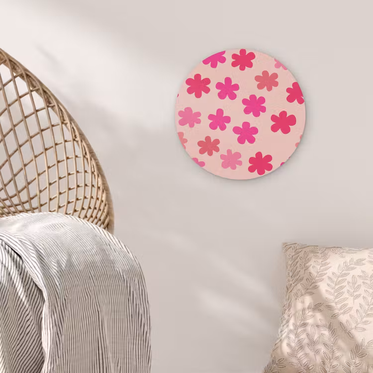 Bloemen - Patroon - Roze Akoestische PET Vilt - Rond klein -sfeer4