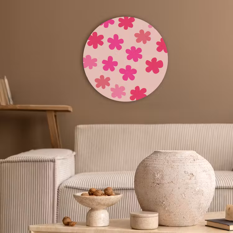 Bloemen - Patroon - Roze Akoestische PET Vilt - Rond klein -sfeer1