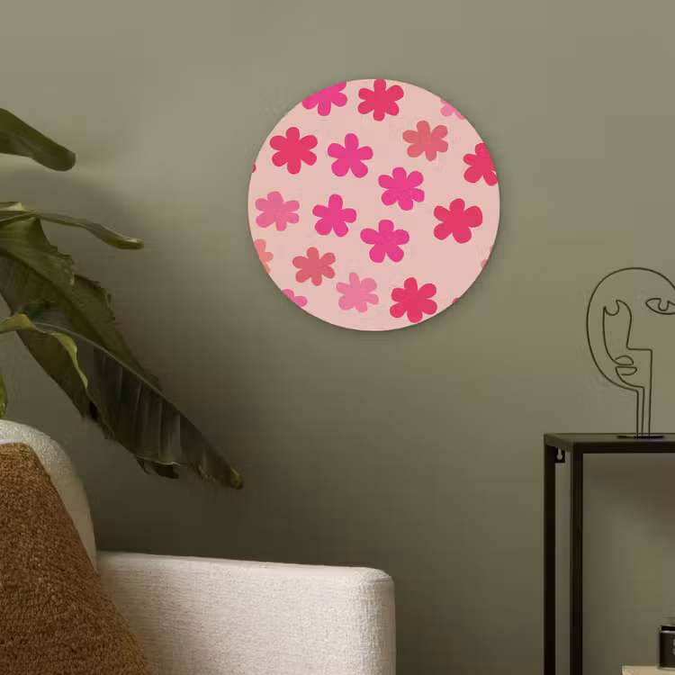 Bloemen - Patroon - Roze Akoestische PET Vilt - Rond klein -sfeer2