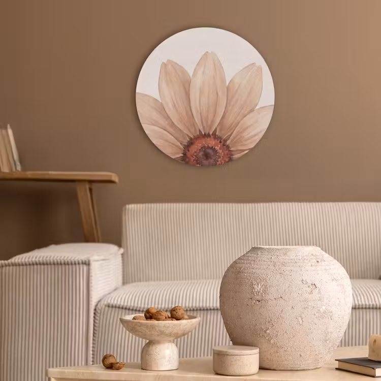Bloemen - Bloemblad - Natuur - Aquarel - Beige Akoestische PET Vilt - Rond klein -sfeer1