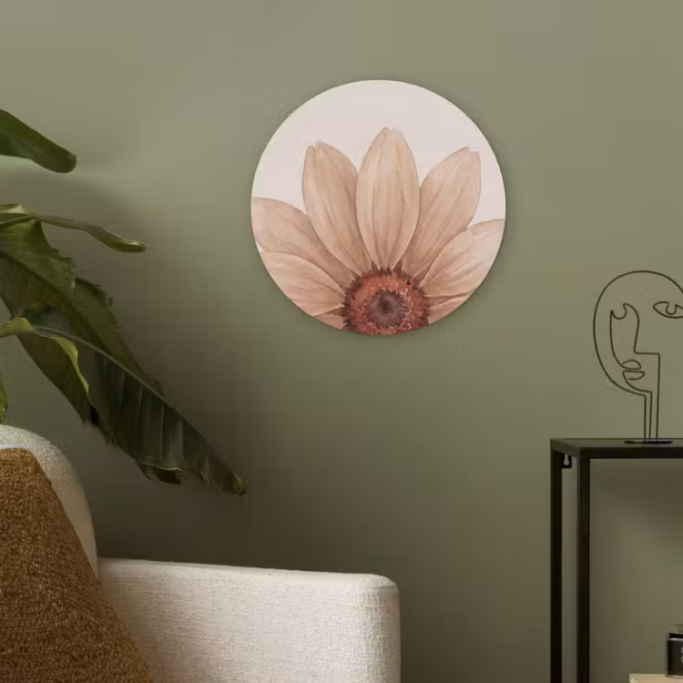 Bloemen - Bloemblad - Natuur - Aquarel - Beige Akoestische PET Vilt - Rond klein -sfeer2