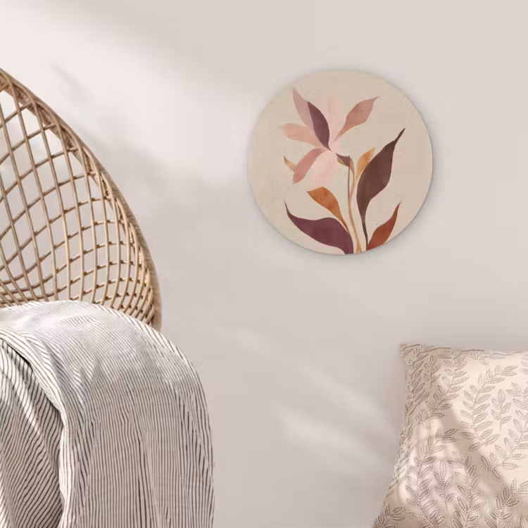 Bloemen - Blaadjes - Minimalistisch - Roze Akoestische PET Vilt - Rond klein -sfeer4