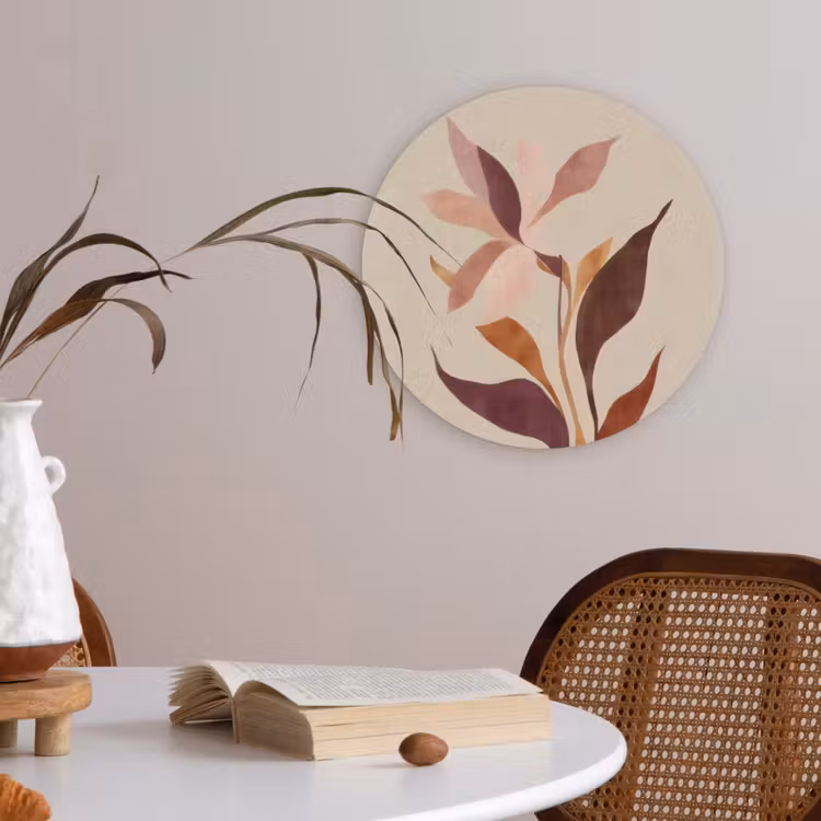 Bloemen - Blaadjes - Minimalistisch - Roze Akoestische PET Vilt - Rond klein -sfeer3