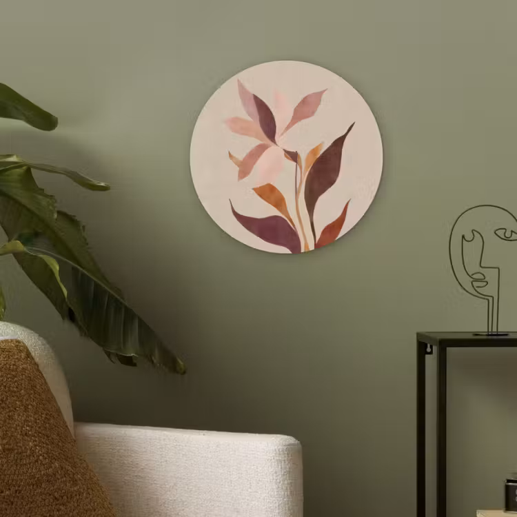 Bloemen - Blaadjes - Minimalistisch - Roze Akoestische PET Vilt - Rond klein -sfeer2