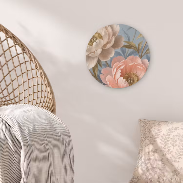 Bloemen - Roze - Beige - Modern - Natuur Akoestische PET Vilt - Rond klein -sfeer4