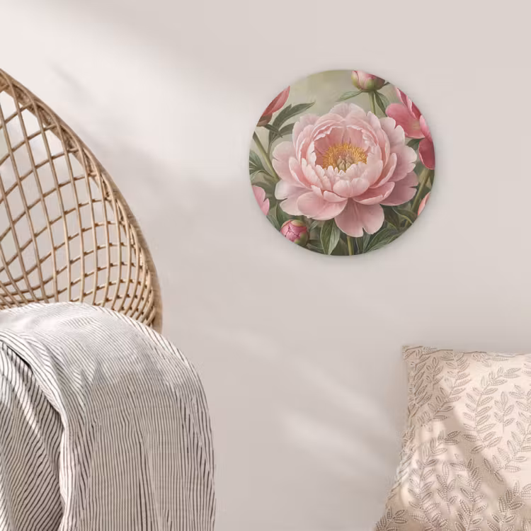 Bloemen - Roze - Klassiek - Gedetailleerd - Natuur Akoestische PET Vilt - Rond klein -sfeer4