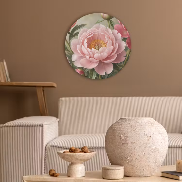 Bloemen - Roze - Klassiek - Gedetailleerd - Natuur Akoestische PET Vilt - Rond klein -sfeer1
