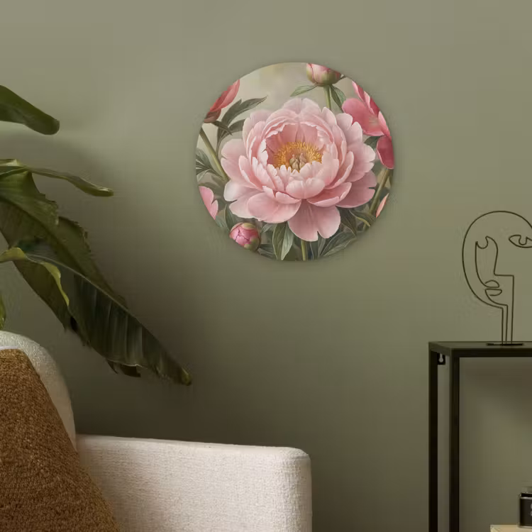 Bloemen - Roze - Klassiek - Gedetailleerd - Natuur Akoestische PET Vilt - Rond klein -sfeer2