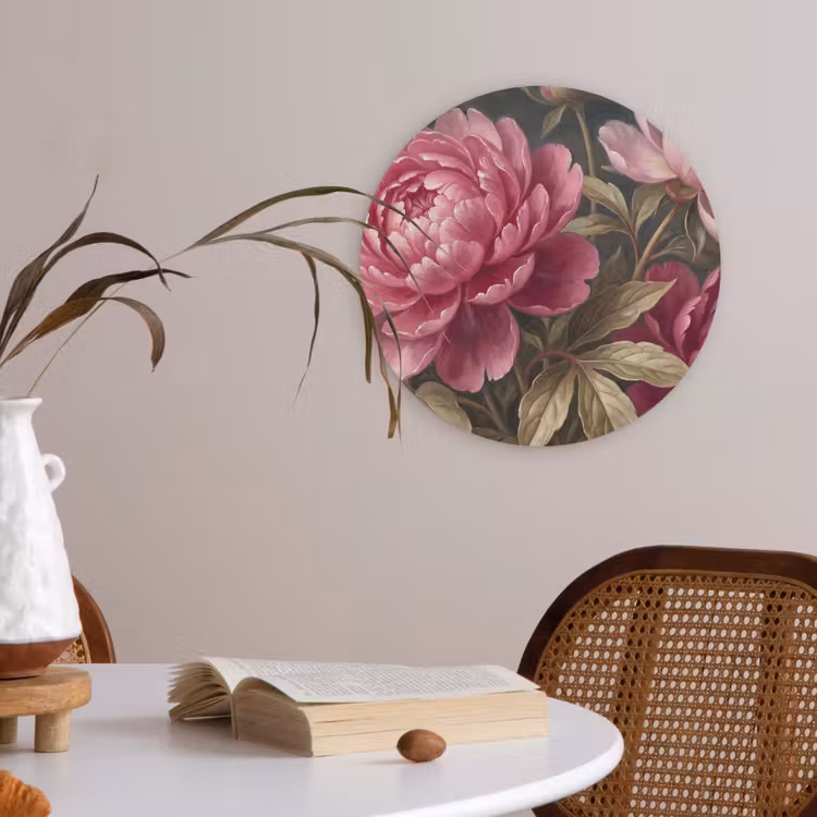 Bloemen - Roze - Klassiek - Natuur Akoestische PET Vilt - Rond klein -sfeer3