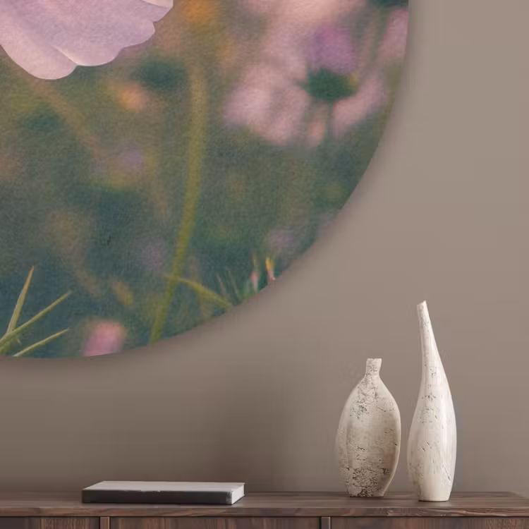 Bloemen - Paars - Wazig Akoestische PET Vilt - Rond klein -sfeer5_closeup