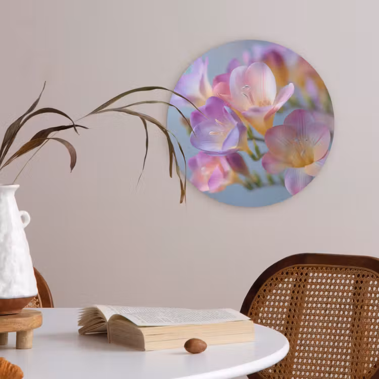 Bloemen - Paars - Overloop - Meeldraden Akoestische PET Vilt - Rond klein -sfeer3