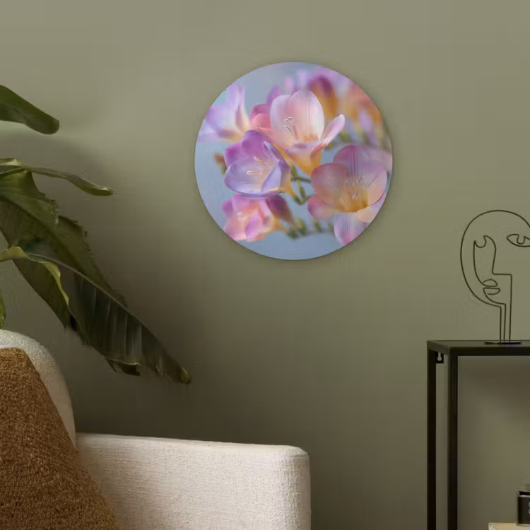 Bloemen - Paars - Overloop - Meeldraden Akoestische PET Vilt - Rond klein -sfeer2