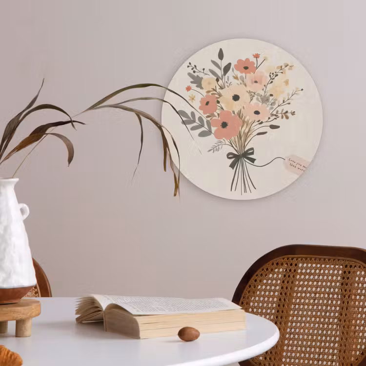 Bloemen - Quote - Beige - Lint Akoestische PET Vilt - Rond klein -sfeer3