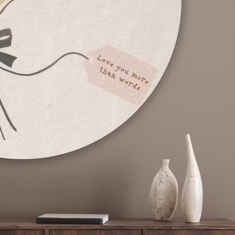 Bloemen - Quote - Beige - Lint Akoestische PET Vilt - Rond klein -sfeer5_closeup
